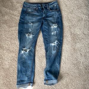 American Eagle distressed boyfriend jeans.